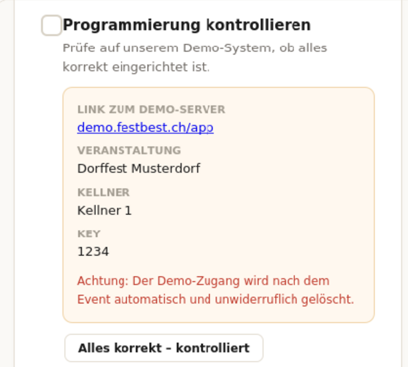 Demo-Zugang im Kundenportal